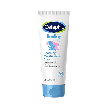 Cetaphil Baby Soothing Moisturising Cream 100 g for Newborns & Babies | 48H Hydration & 8H Skin Barrier Protection | With Glycerin, Sunflower Seed Oil & Sweet Almond Oil | Gentle Face & Body Moisturiser