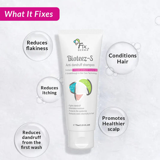Fix Derma Bioteez-S - Anti Dandruff Shampoo | For Dandruff-Free and Revitalized Hair