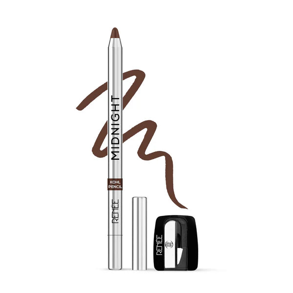 RENEE Midnight Kohl Pencil - One-Swipe-Application with rich color Payoff - Smudgeproof and waterproof - Enriched with Vitamin E, Olive Oil and Castor Oil - 1.5 Gm