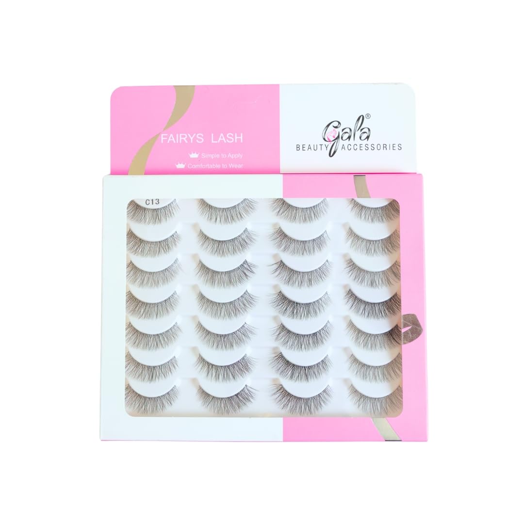 Gala Fairy Lash False Eyelashes, Natural Look, 14 Pairs, Black, Soft Band.