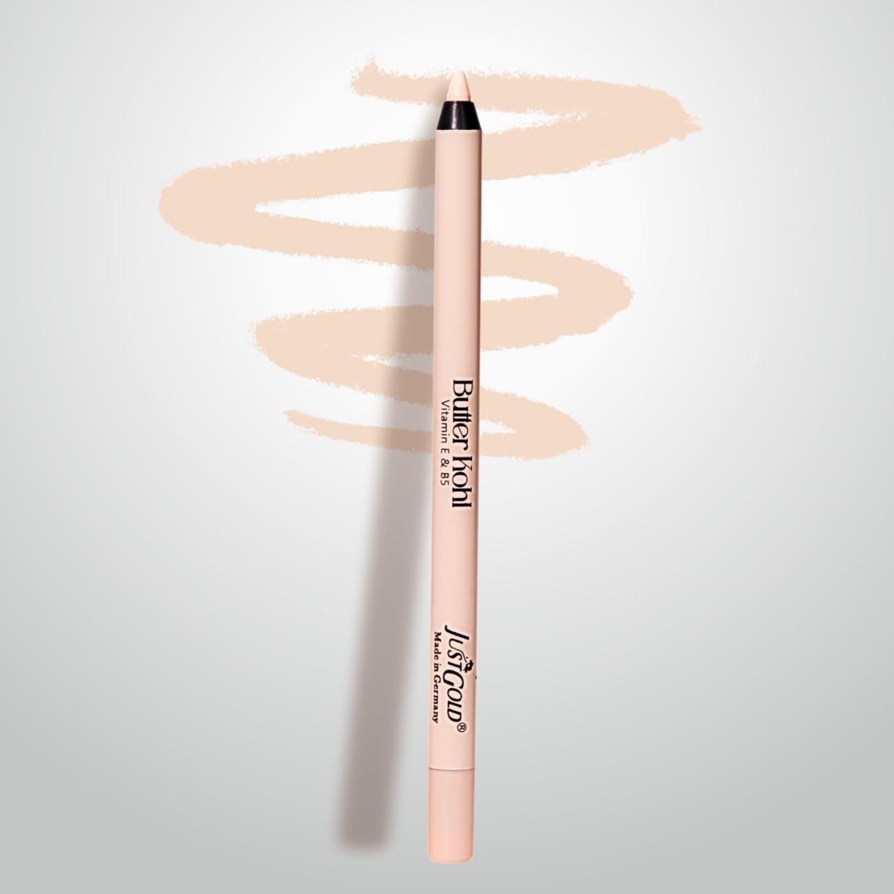 JustGold Butter Kohl Kajal Pencil Smudgeproof Waterproof and long lasting One Swipe Application Fadeproof Deep Matte Finish Enriched With Vitamin E & B5