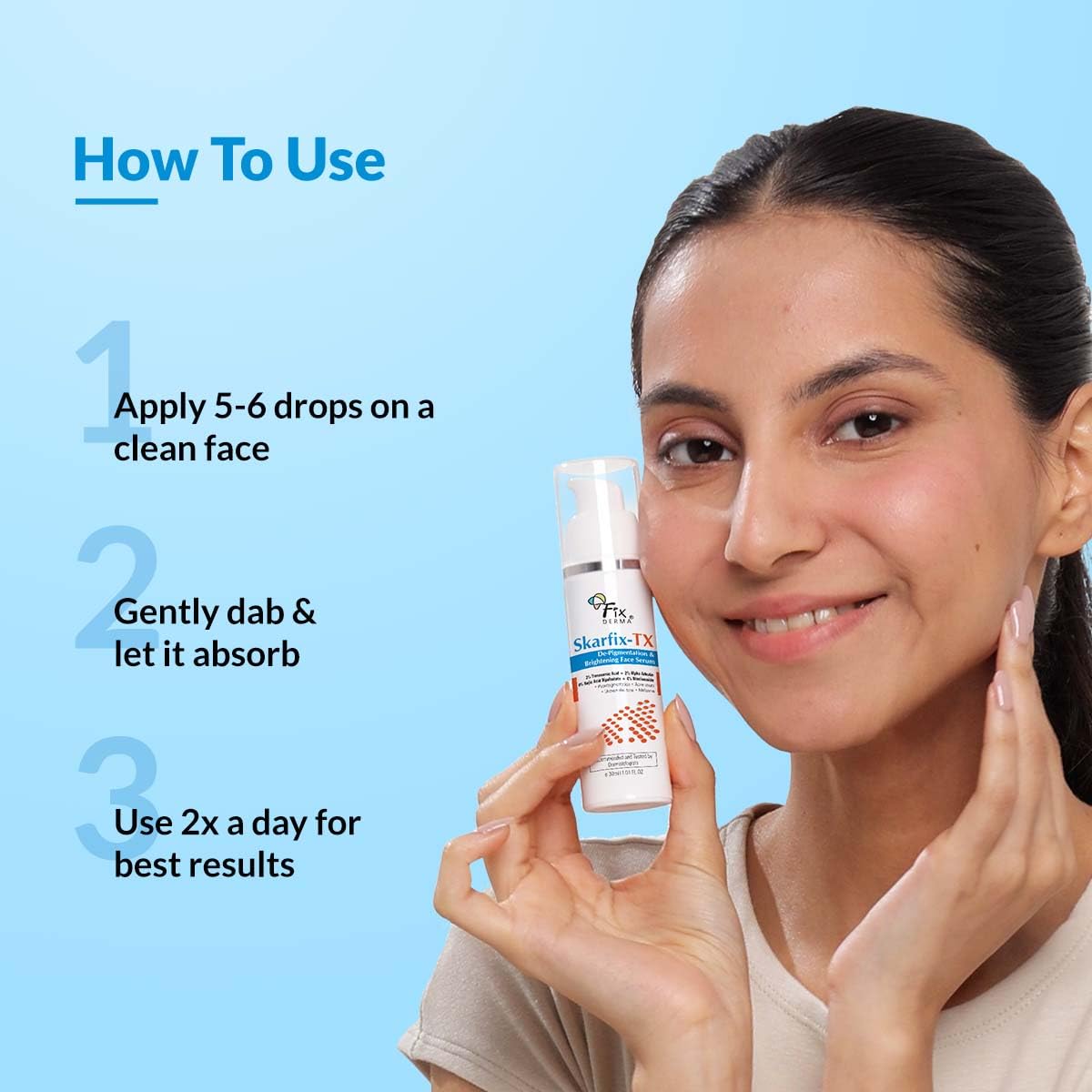 Fixderma Skarfix-TX Face Serum with 4% Kojic Acid, 4% Niacinamide Serum, 3% Tranexamic Acid & 2% Alpha Arbutin | Treats Hyper Pigmentation & Melasma | Reduce Acne Spots | brightening the Skin - 30Ml