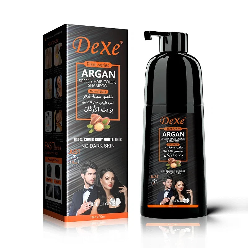 Dexe Natural Black Argan Speedy Hair Color Shampoo