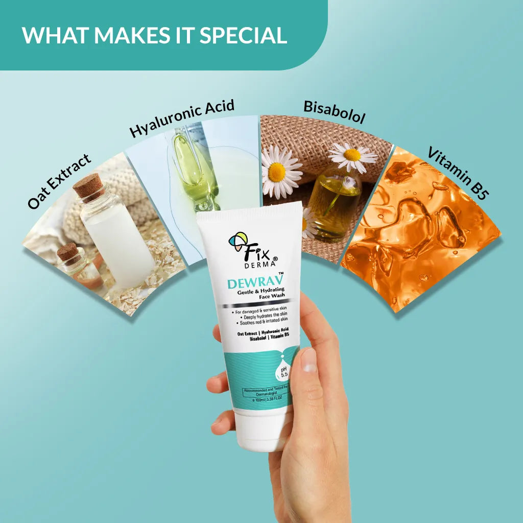 Fix Derma Dewrav Gentle & Hydrating Face Wash | Hydrating face wash for dry skin