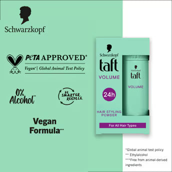 Schwarzkopf TAFT Instant Hair Styling Volume Powder For Fuller Volume & Thickness, Lasts 24 Hours