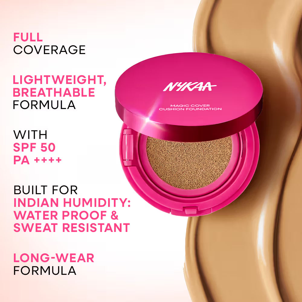 Nykaa Cosmetics Magic Cover Full Coverage Matte Cushion Foundation with SPF 50 PA++++ - 415N Medium