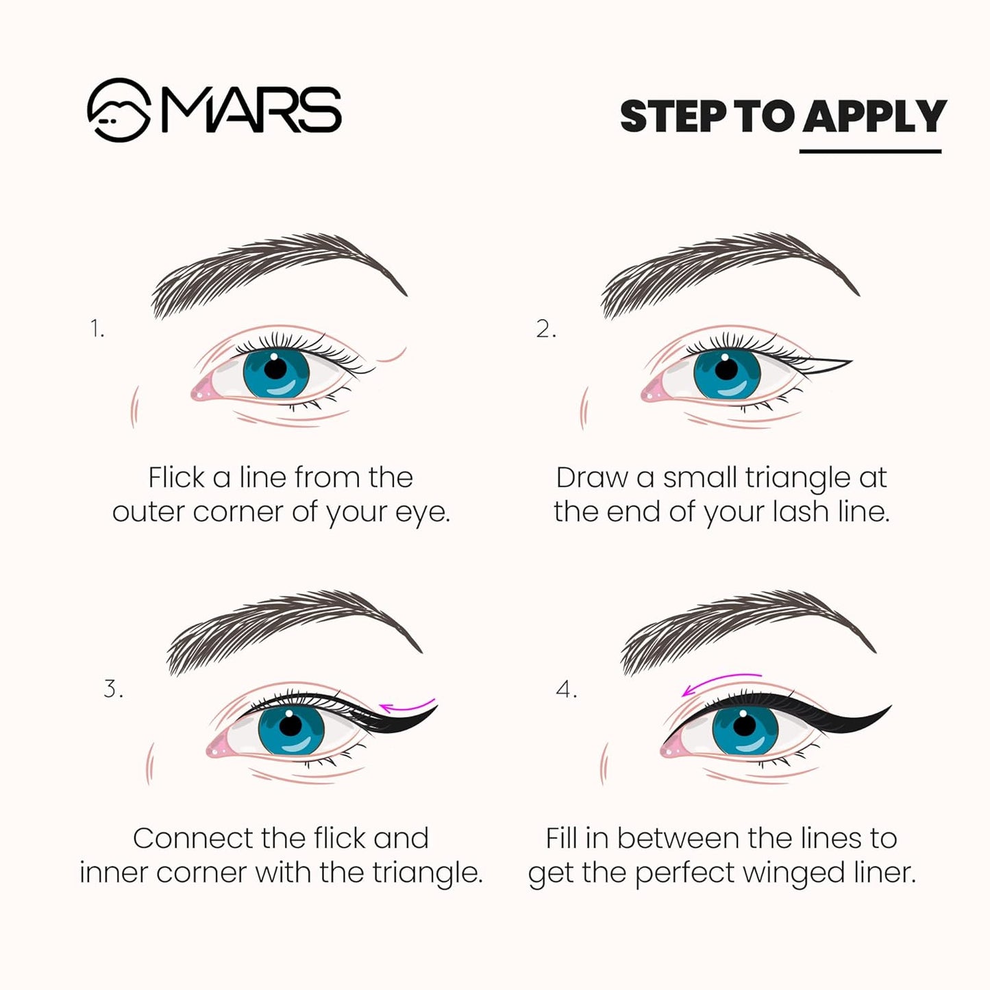MARS Free Flow Eyeliner with Demi Matte Finish | Long Lasting, Smudge proof & Easy Glide Formula (6 ml)