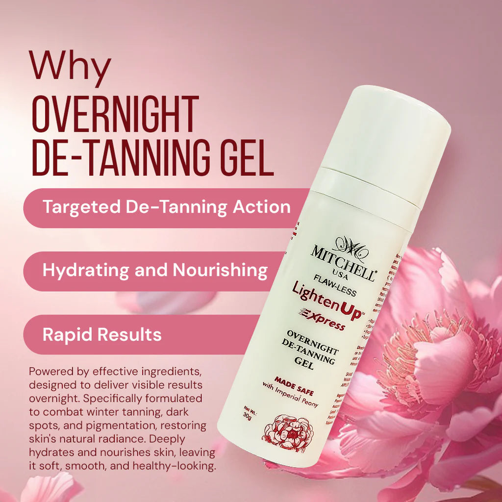 Mitchell USA FLAW-LESS LightenUp™️ Xpress Overnight De-tanning Gel