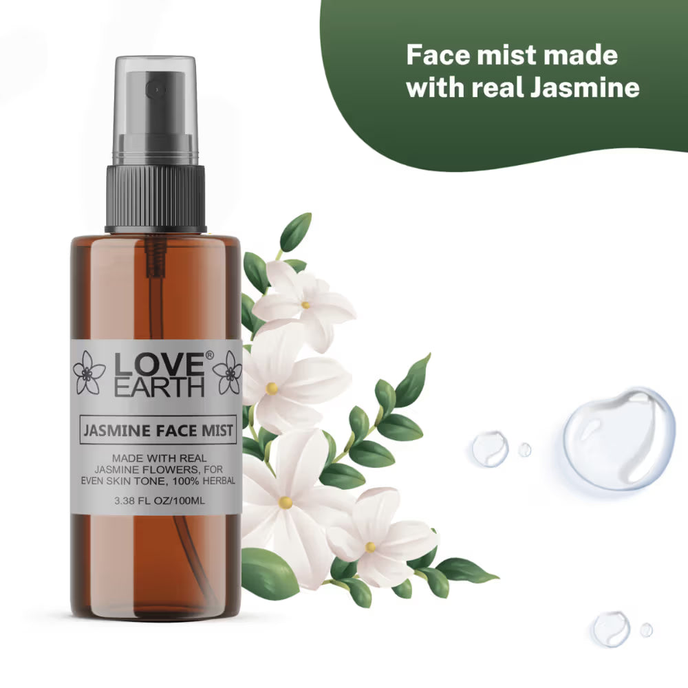 Love Earth Jasmine Mogra Face Mist Toner with Jasmine Oil for Instant Glow & Even Skin Tone (100ml)