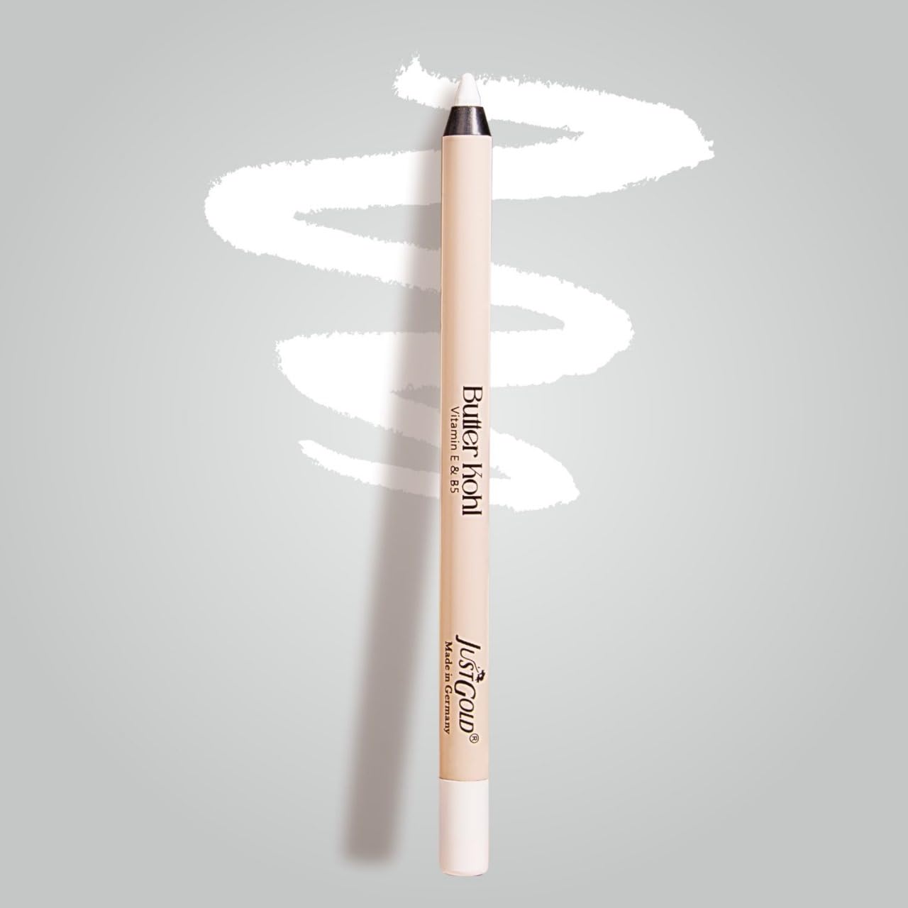JustGold Butter Kohl Kajal Pencil Smudgeproof Waterproof and long lasting One Swipe Application Fadeproof Deep Matte Finish Enriched With Vitamin E & B5