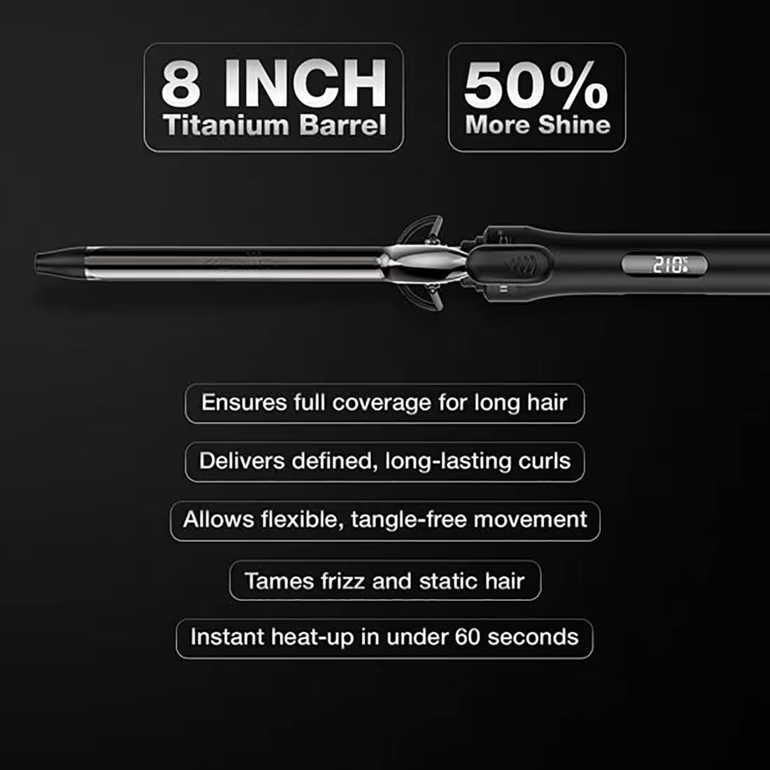 Ikonic Professional Curling Tong CT-16- 2.0, Titanium Barrel, Reduces Frizz and Static 1's
