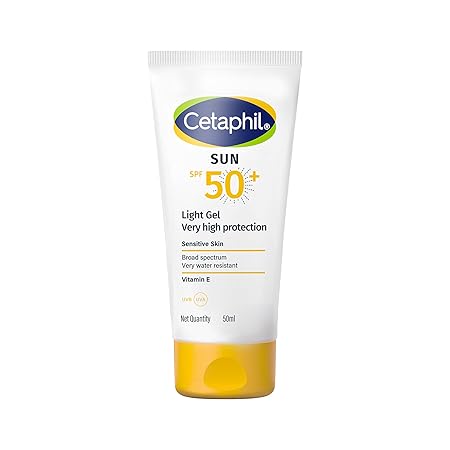 Cetaphil Sun SPF 50 Sunscreen Light Gel 50 ml – Very High Protection SPF 50+ Broad Spectrum UVA/UVB - Lightweight, Non-Sticky Gel - - Water resistant - Fast Absorbing Daily Face Sunscreen for Sensitive Skin - For All Skin Types