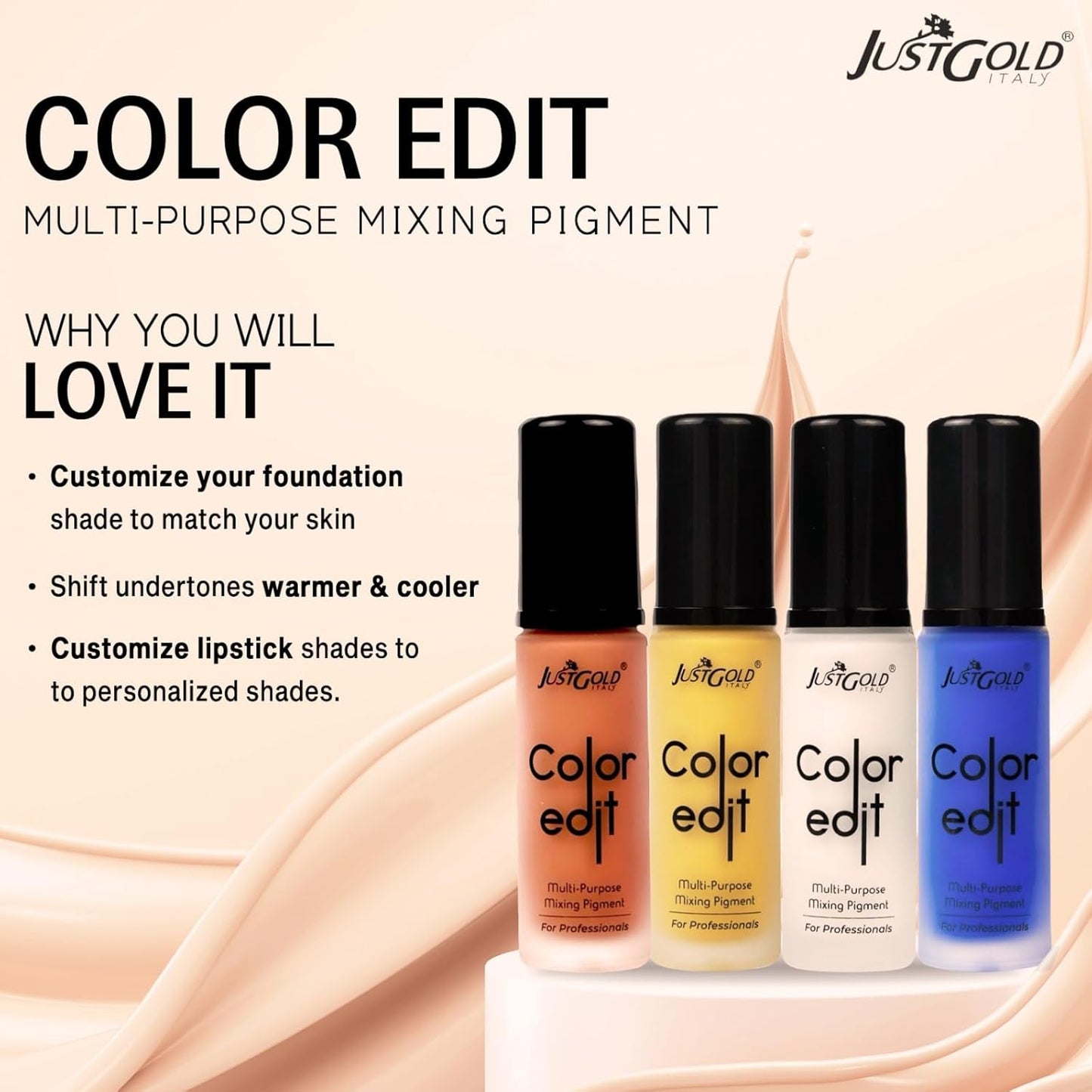 Justgold Color Edit Multipurpose Mixing Pigments (Blue, 30ML)