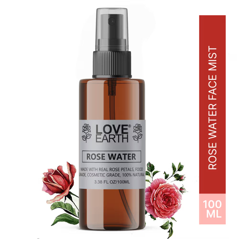 Love Earth Rose Water Gulab Jal Face Mist Toner with Rose for Skin Hydration and Natural Glow (100ml)