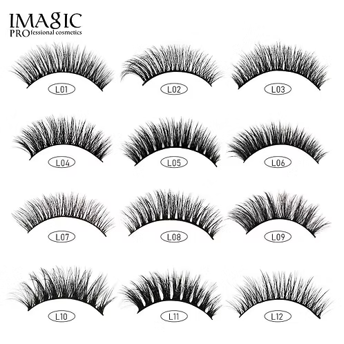 Imagic PROfessional Synthetic Fibers False Eyelashes, Natural & soft 100% Handmade 3D Eyelashes Pack 10 Pairs of 1 box