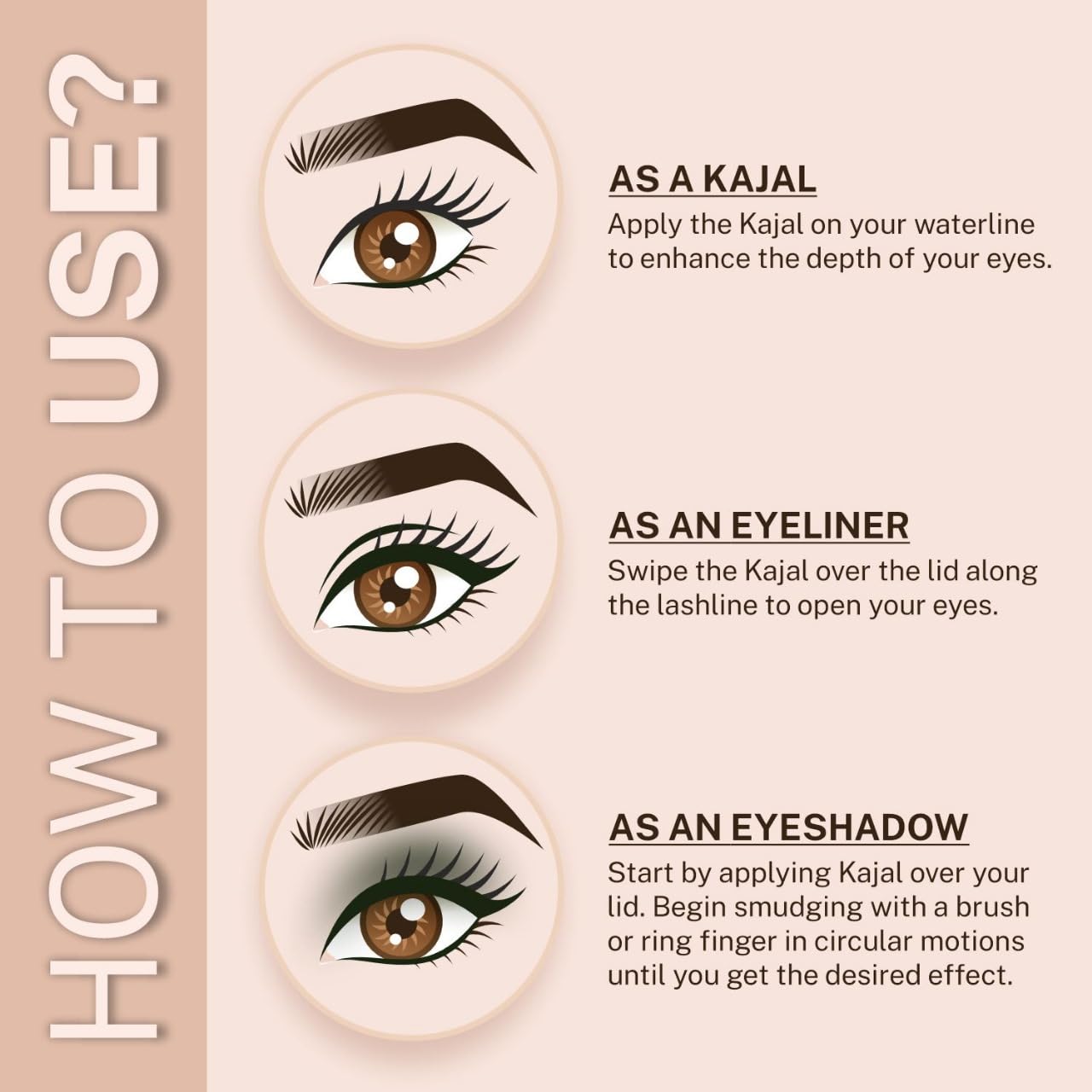 JustGold Butter Kohl Kajal Pencil Smudgeproof Waterproof and long lasting One Swipe Application Fadeproof Deep Matte Finish Enriched With Vitamin E & B5