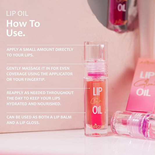 Justgold Lip Glow Oil for Naturally Plump and Hydrated Lips Enriched with Super Ingredients Jojoba Oil, Almond Oil, White Pond Flower Seed Oil, Vitamin-E for Long-Lasting Nourishment and Hydration