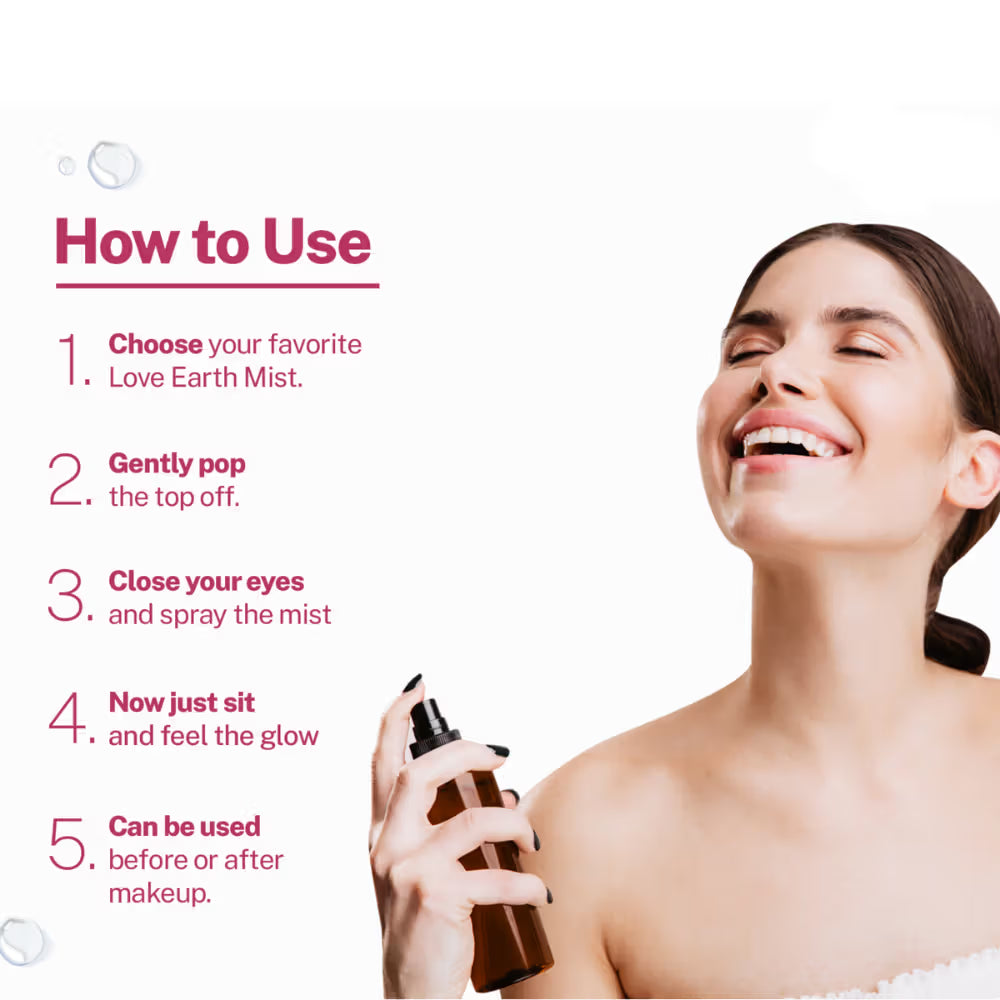 Love Earth Rose Water Gulab Jal Face Mist Toner with Rose for Skin Hydration and Natural Glow (100ml)