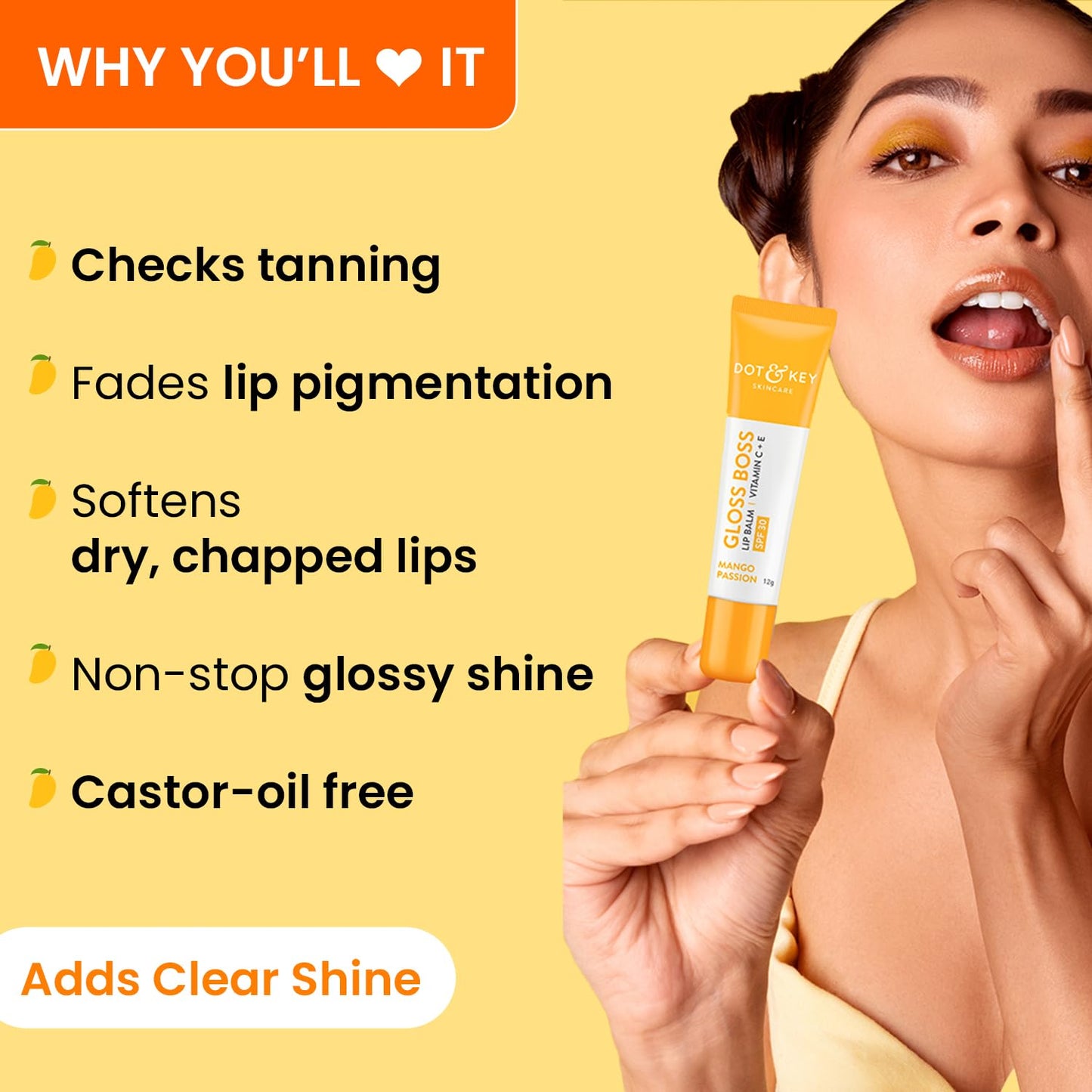 Dot & Key Mango Passion Non Tinted & Colorless Lip Balm for Men & Women with SPF 50 (12gm)