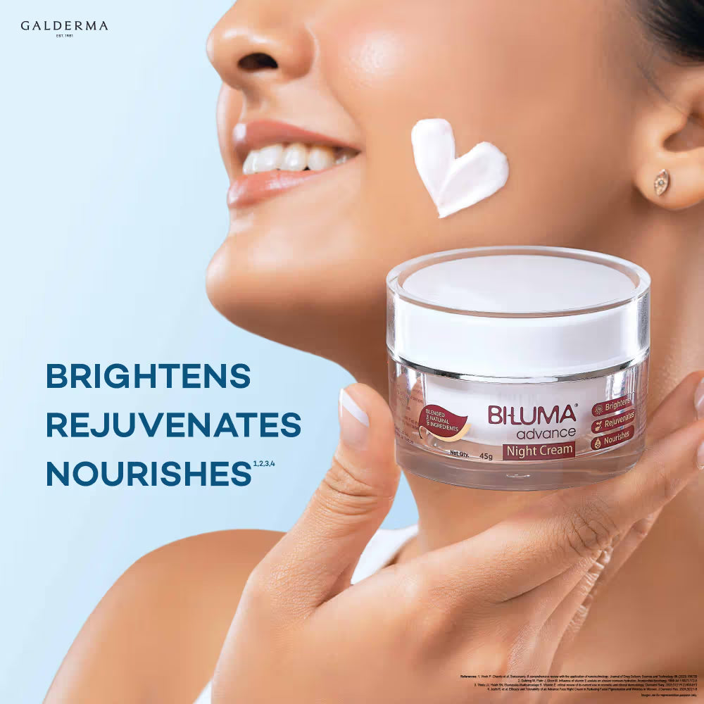 Biluma Night Cream, Vitamin C, Anti-Aging, Fades Fine Lines & Wrinkles, Light Weight (45 g)