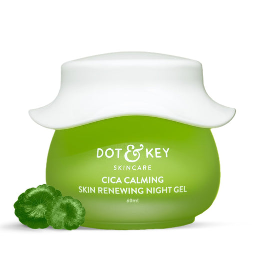 Dot & Key Cica Calming Skin Renewing Night Gel, Niacinamide & Green Tea, Heals Acne & Soothes Skin