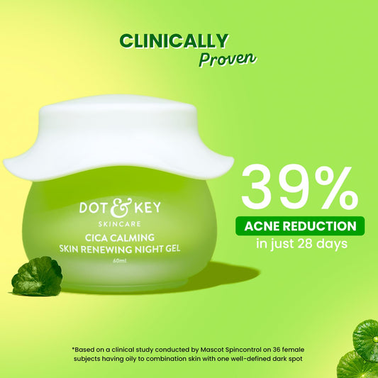 Dot & Key Cica Calming Skin Renewing Night Gel, Niacinamide & Green Tea, Heals Acne & Soothes Skin