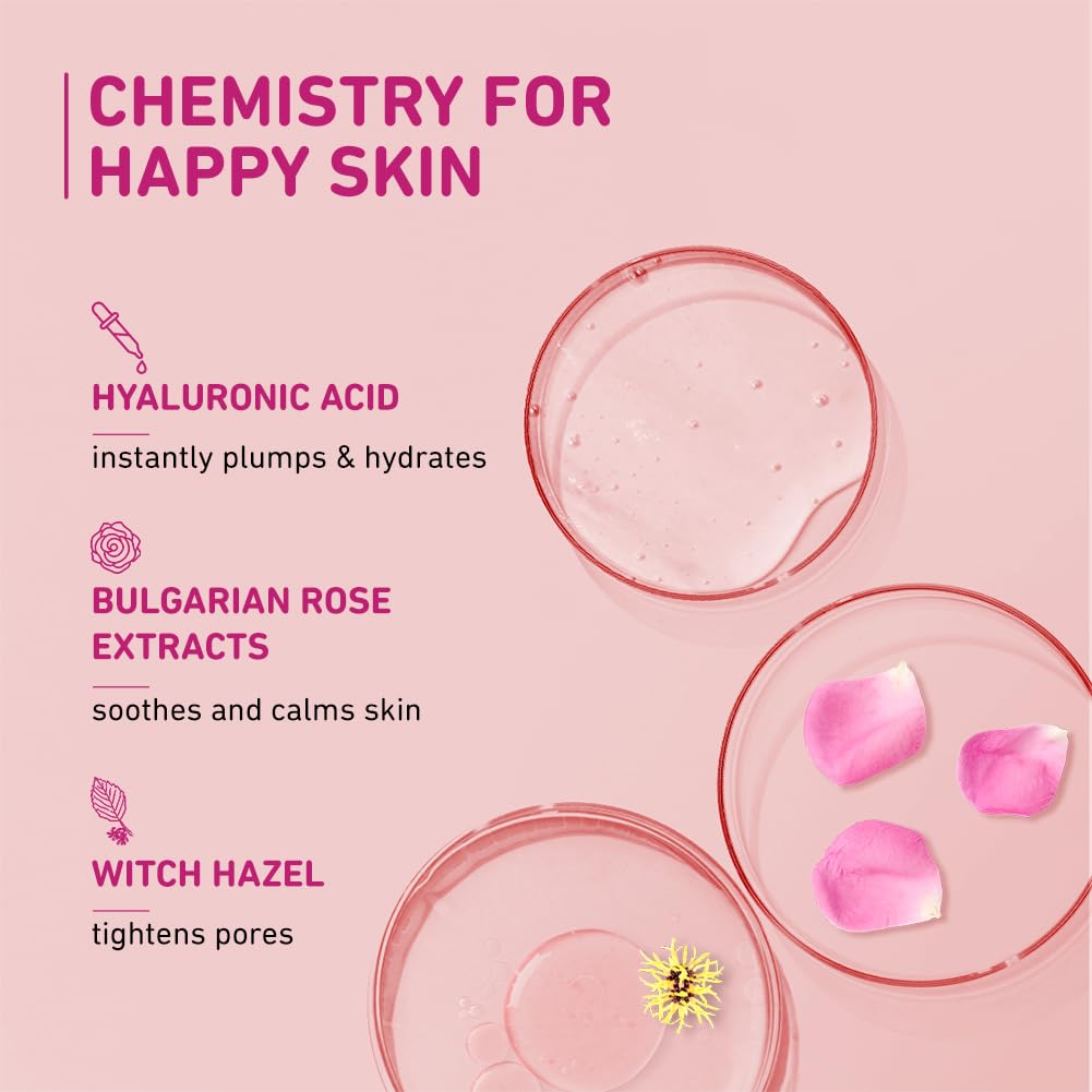 Plum Bulgarian Valley Rose Water Face Toner | for Oily Acne Prone Dry Combination Skin | with Hyaluronic Acid | Hydrating & Pores Tightening | Balances pH Levels | Alcohol-Free | Women & Men | 100ml