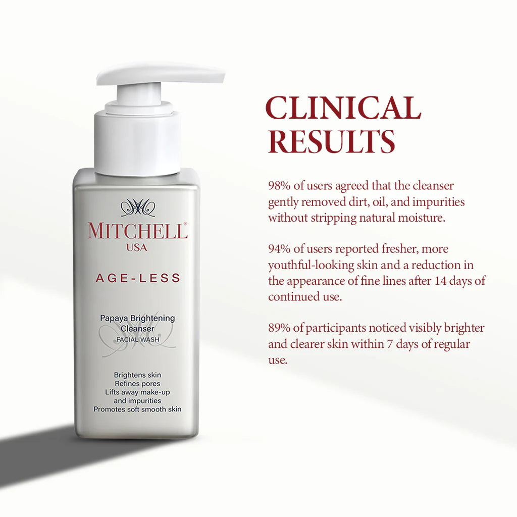 Mitchell USA AGE-LESS Papaya Brightening Cleanser - Natural Anti-aging Face Wash (200ml)