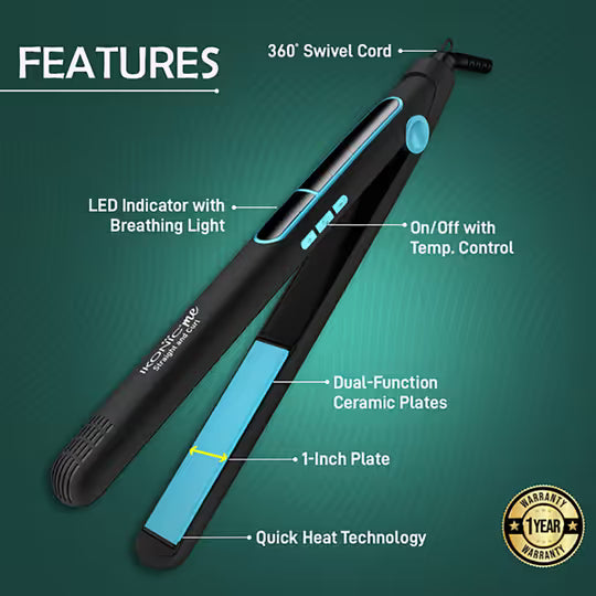 Ikonic Me 2 In 1 Straight and Curl Slim - Black