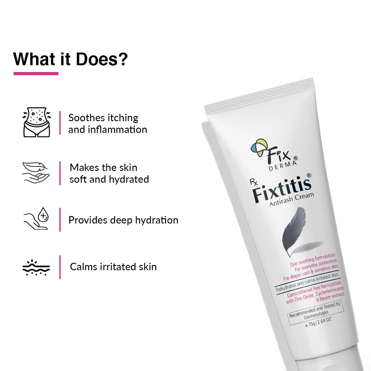 Fix Derma Fixtitis Anti Rash Cream | Natural Skin-Soothing Cream to Heal and Calm Rashes