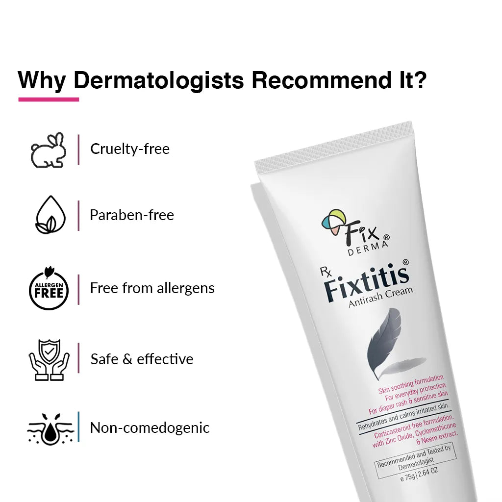 Fix Derma Fixtitis Anti Rash Cream | Natural Skin-Soothing Cream to Heal and Calm Rashes