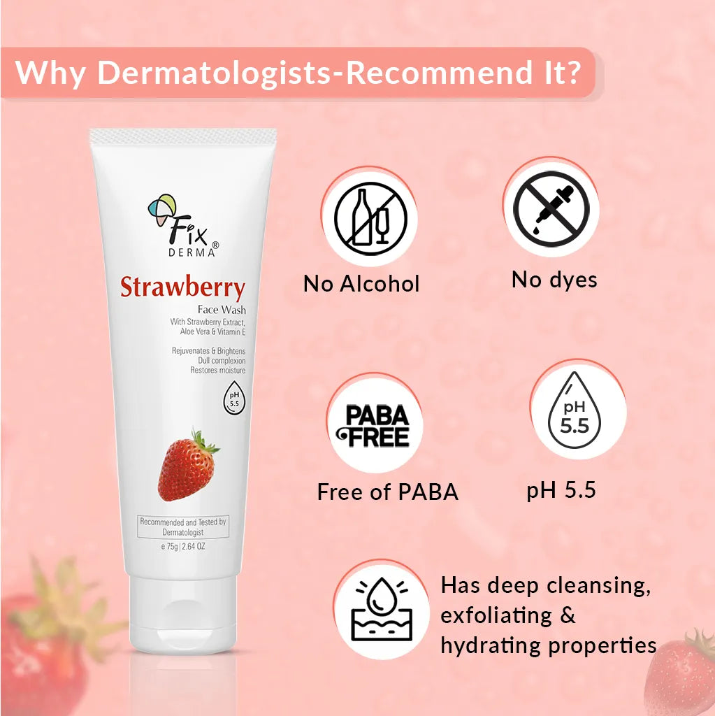 Fix Derma Strawberry Face Wash | Cleansing formula to exfoliate & tighten enlarged pores