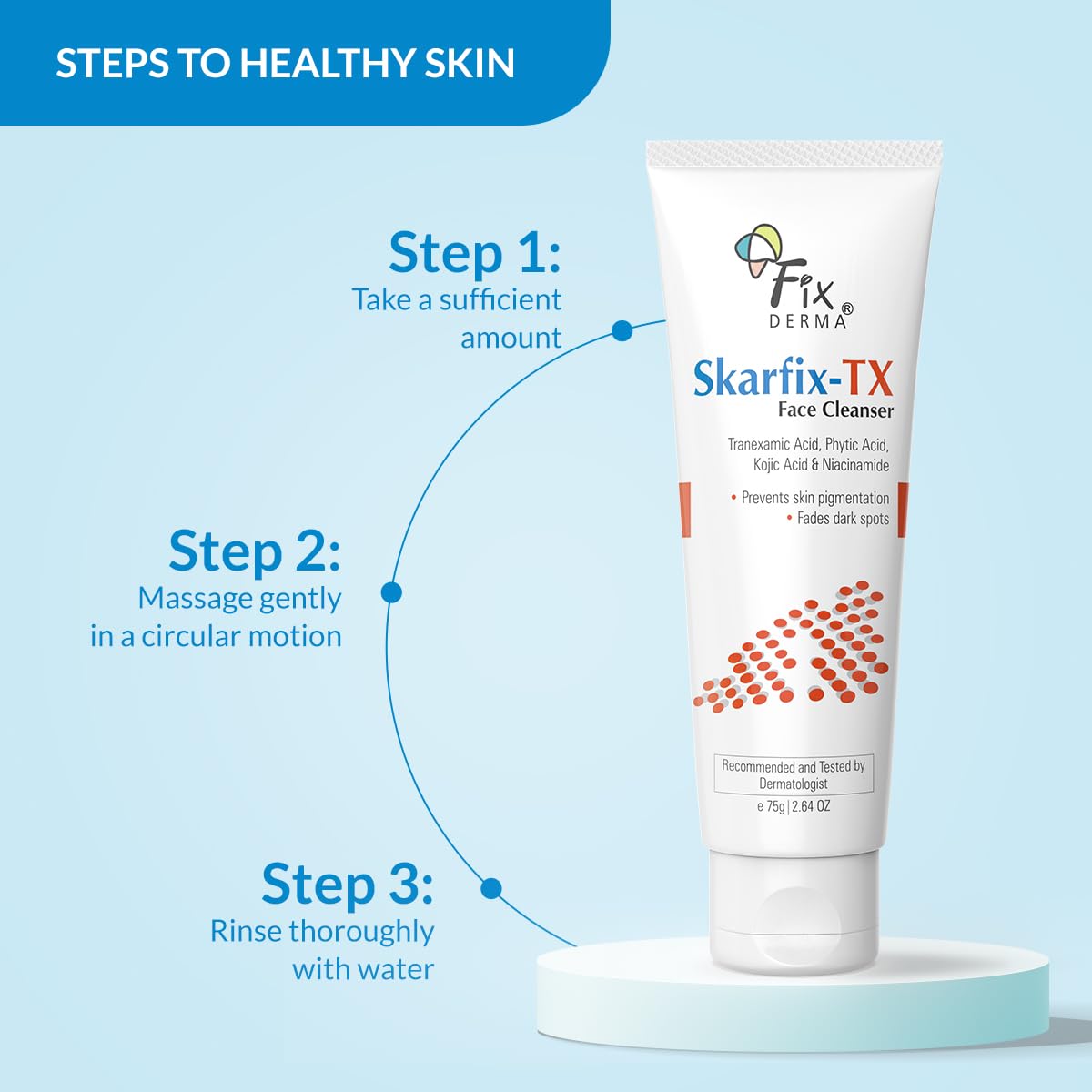 Fixderma Skarfix -TX Face Cleanser with Tranexamic Acid, Kojic Acid & Niacinamide | Kojic Acid Face Wash | Pigmentation Face Wash for All Skin Types - 75gm
