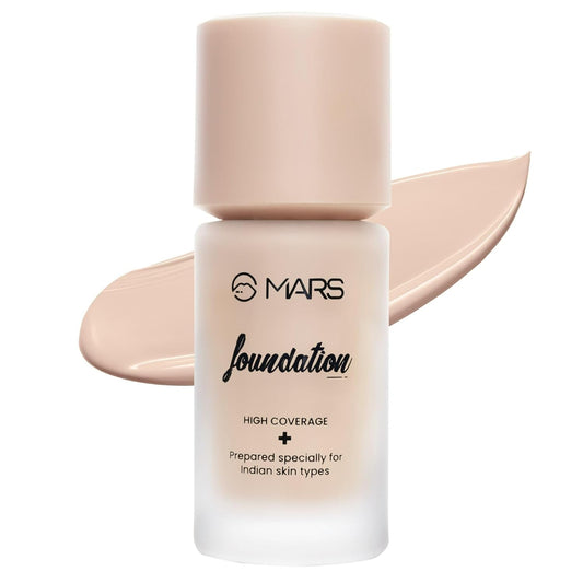 MARS SPF50 PA++++ High Coverage Liquid Foundation | Blemish Free & Blendable Foundation for Makeup (40ml)
