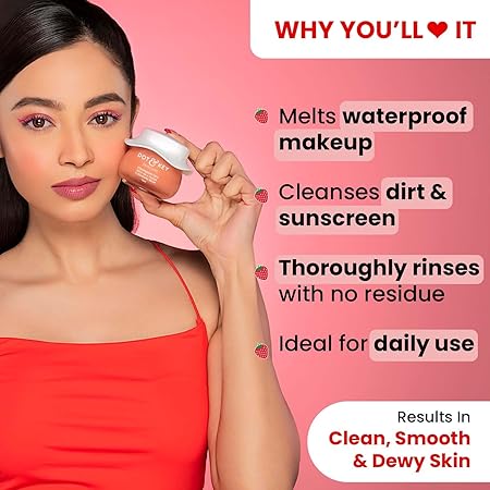 Dot & Key Strawberry Dew Cleansing Balm | For Clean, Smooth & Dewy Skin | Makeup Remover Balm |Non Greasy Makeup Cleanser Face Scrub | Cleanses Dirt, Makeup & Sunscreen | For All Skin Types | 70ml