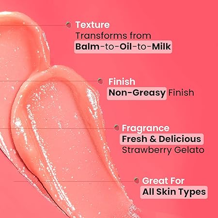 Dot & Key Strawberry Dew Cleansing Balm | For Clean, Smooth & Dewy Skin | Makeup Remover Balm |Non Greasy Makeup Cleanser Face Scrub | Cleanses Dirt, Makeup & Sunscreen | For All Skin Types | 70ml