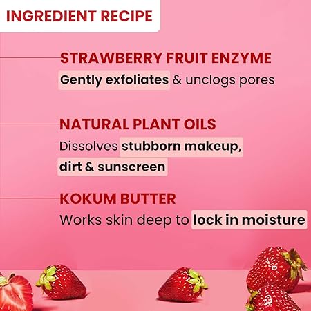 Dot & Key Strawberry Dew Cleansing Balm | For Clean, Smooth & Dewy Skin | Makeup Remover Balm |Non Greasy Makeup Cleanser Face Scrub | Cleanses Dirt, Makeup & Sunscreen | For All Skin Types | 70ml