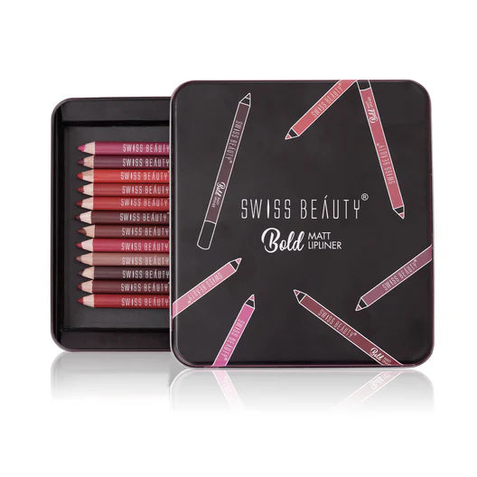 Swiss Beauty bold Matte Lipliner Pack Of 12 Pcs