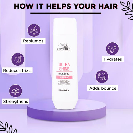 VELVETREE ULTRA SHINE Hydrating Shampoo | Keratin & Wheat Protein Formula for Dry, Damaged, and Color Treated Hair | Salon Size Deep Cleansing, Sulfate-Free & Color Safe Visit the VELVETREE Store