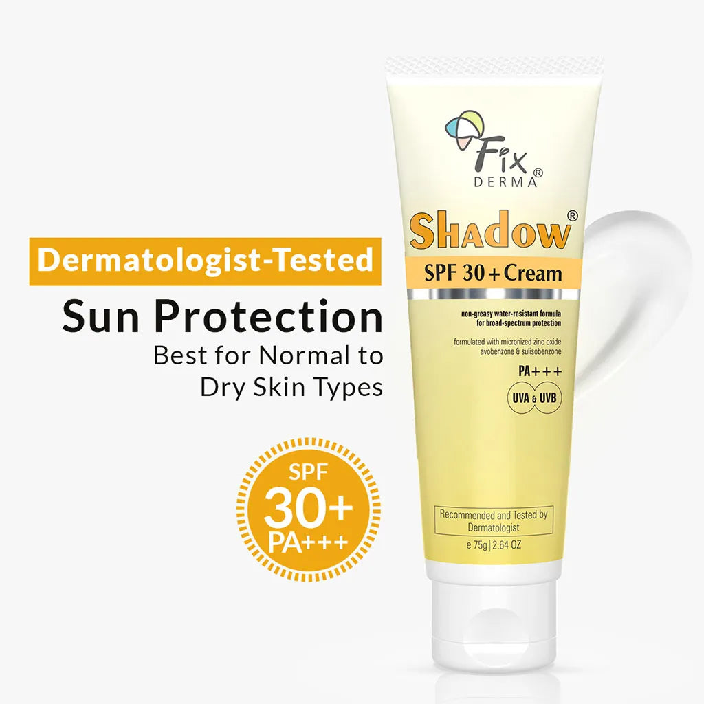 Shadow Sunscreen SPF 30+ Cream | SPF 30+ Water-Resistant Protecting Formula for Dry Skin 75g