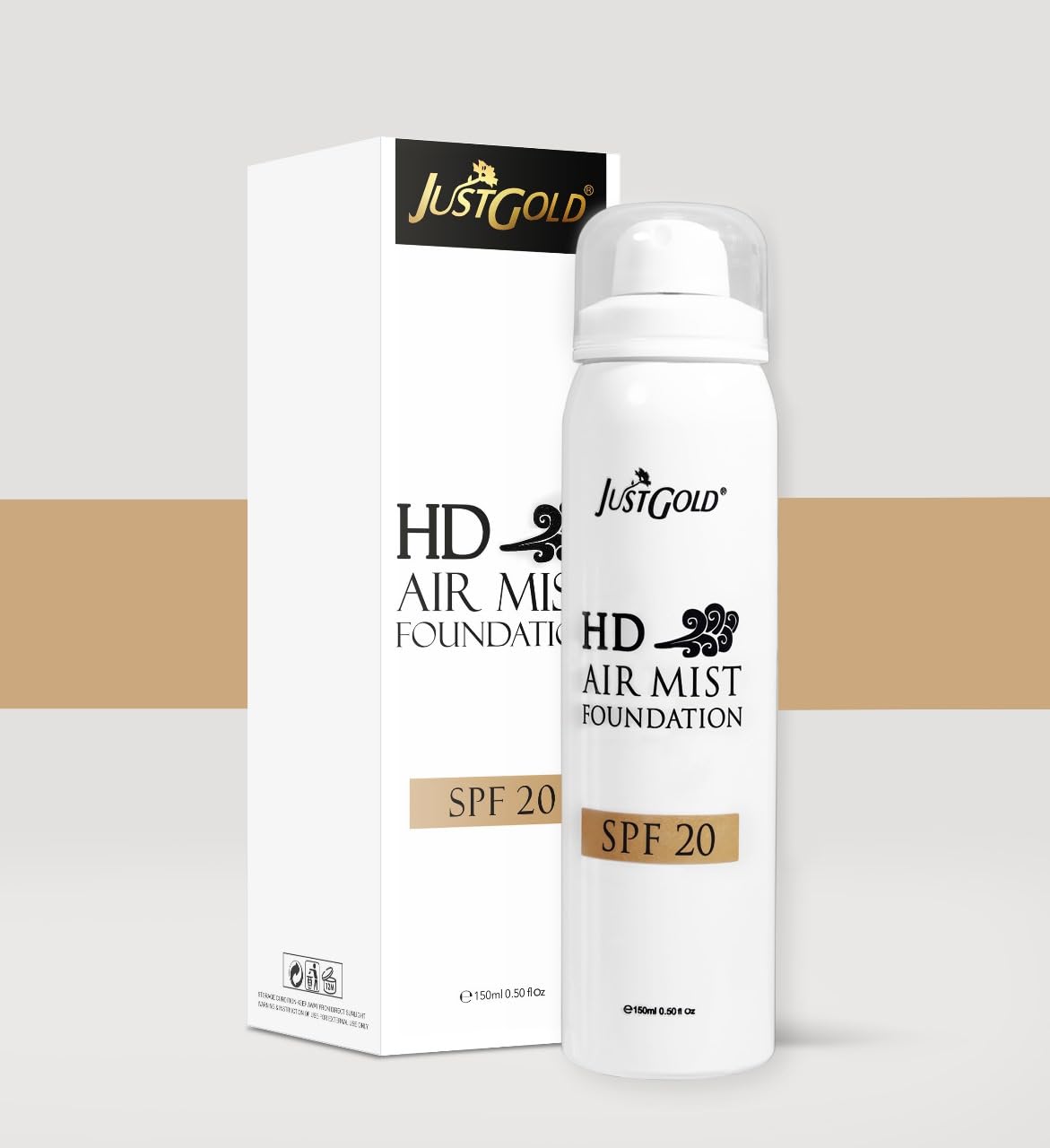 JUSTGOLD HD Air Mist Foundation With Spf 20 Full Coverage Spray With Matte Finish For Face And Body | All Skin Types
