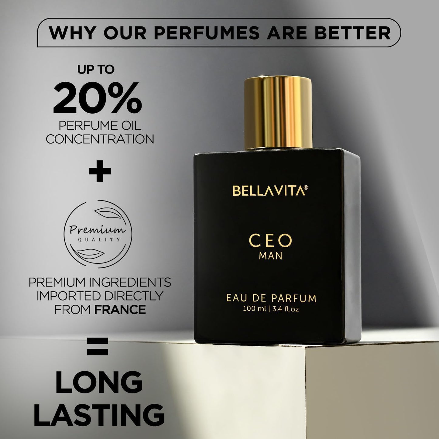 Bella Vita Luxury CEO MEN Long Lasting Perfume | Perfume for Man | EDP 100ml | Lemon, Lavender, Tonka, Mandarin & Vetiver | Woody, Citrus Premium Fragrance